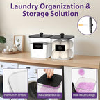 COAZEX 2 Pack Clear Laundry Pods Container, Plastic Square Laundry Room Organization and Storage Jars with Black Lids, Scoops & Labels for Detergent, Powder, Dryer Balls