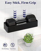 Kitsure Shower Caddy Adhesive - 6-Pack, No-Drilling Shower Shelves with Soap Holder, Toothbrush Holde, 6 Hooks, Rustproof & Stylish Bathroom Organizers and Storage Solution, Black, Large