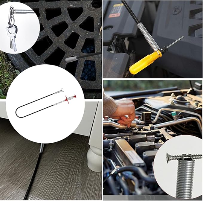 Drain Snake,33 inch Flexible Grabber Claw Pick Up Reacher Tool,Drain Clog Remover - Gutter Cleaning Tools for Home Sink, Bathroom Tub,Drain, Toilet, Tight Spaces