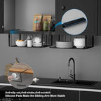 2Pack Under Shelf Basket Organizer,Adjustable Hanging Holder Storage for Cabinet Pantry Kitchen Cupboard Desk Counter Bookshelf Organization Add-on Space Saver Heavy Duty Slide-in,Black