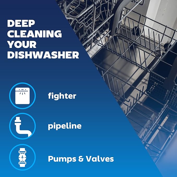Dishwasher Cleaner and Deodorizer Tablet - Helps Remove Limescale, Mineral Buildup and Odor - Formulated to Clean Inside all Machines - 12 Cleaner Tablets…
