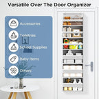 Mefirt Over The Door Organizer, 6 Shelf Door Hanging Organizers with 6 Large Capacity Pockets, Behind Door Storage Hanging Shelves for Closet Wall Bathroom Bedroom Nursery