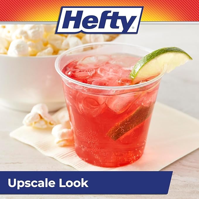 Hefty Party Perfect Clear Plastic Cups, 18 Ounce, 28 Count (Pack of 4)