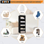 Hanging Closet Organizer and Storage 5-Shelf, Easy Mount Foldable Hanging Closet Wardrobe Shelves, Clothes Handbag Shoes Accessories Storage, Washable Oxford Cloth Fabric, Black
