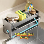 Utensil Holder,Compact Kitchen Sink Drying Rack - Durable and Stylish Solution,Self-Draining Tray Design,with Rag Rack（White）