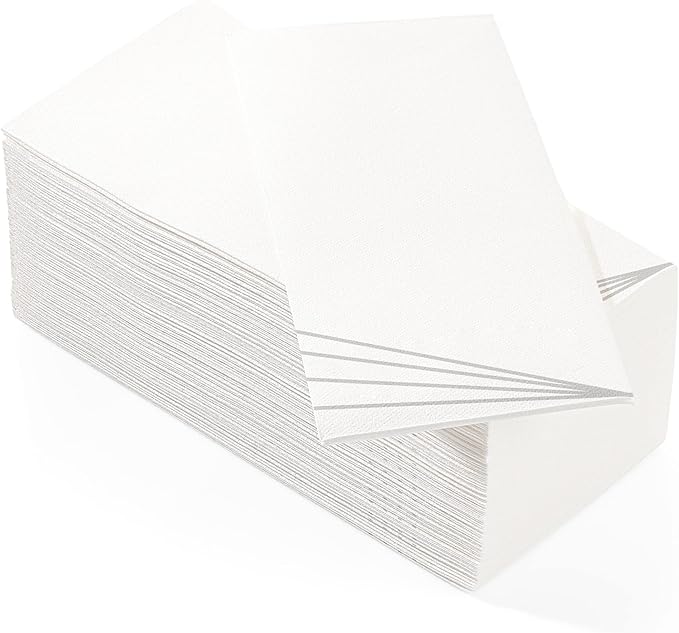 100 Pack Linen Feel Guest Paper Hand Towels | Disposable Super Absorbent Airlaid Paper Towels For Bathroom, Party, Weddings, Or Events | 12 x 17 Inches 1/6 Folded Decorative Design