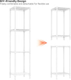 IZEUK 4 Tier Steel Storage Shelves, Adjustable Wire Shelving Unit for Kitchen, Bathroom, or Office Organization, Heavy Duty Metal Rack, 480 lbs Capacity, 11.8" D x 11.8" W x 47.3" H, White