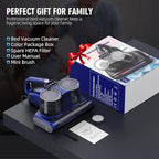 Mattress Vacuum Bed Vacuum Cleaner 16Kpa Suction 253.7nm UV-C Light, 140°F Heated Air, 30000 RPM Brushroll, Ultrasonic, HEPA Filter, Handheld Vacuums for Carpet/Sofa, 500W Corded, (Light Blue)