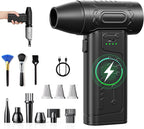 fourq Compressed Air Duster,Mini Vacuum Cleaner 2-in-1,4000 mAh,130,000 RPM Brushless Motor,8000Pa，120MPH/1.1LB Thrust Car Dryer Air Blower for Car Cleaning,Computer Cleaning