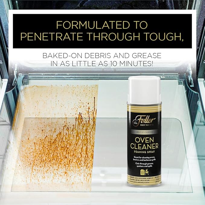 Fuller Brush Self-Scouring Oven Cleaner - Spray On Heavy Duty Cleaner for Ovens Broilers and Barbecue Grills Efficiently Cuts Through Grease Grime Spills and Splatters with Minimal Scrubbing