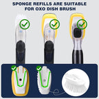Sponge Brush Refills for OXO Dish Brush, 8 Pack Soap Dispensing Dish Refills, Scrub Replacement Head for Scrubber, Sponge Replacement Head Fits Soap Dispensing Handle