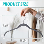 Sishynio Premium Velvet Shirt Hangers 50 Pack, Space-Saving Non-Slip Felt Hanger with 360° Swivel Hook, Slim Flocked Hangers for Strappy Dresses, Blouses, Tank Tops(Grey)