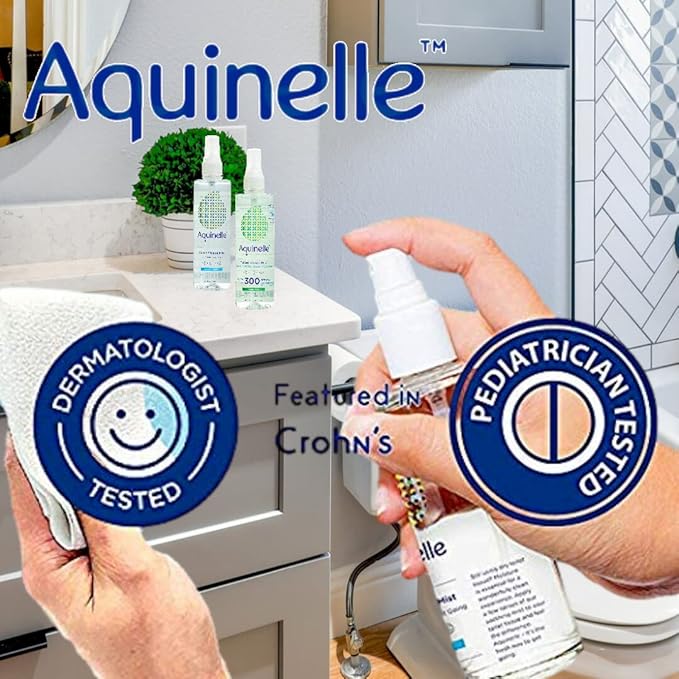 Aquinelle Toilet Tissue Mist - Value Pack of 4 Convenient 3.25oz Bottles - Non-Clogging Alternative to Flushable Wipes - Simply Spray On ANY Folded Toilet Paper