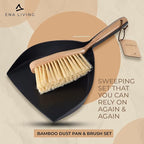 Bamboo Dust Pan & Brush Set, Portable Dustpan & Brush, Perfect For Household Cleaning, Sturdy & Effective Dust Pan, Bamboo Sweeping Brush - Standard