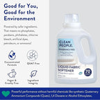 Clean People All Natural Liquid Fabric Softener - Plant-Based, Eco Friendly - Naturally Softens & Removes Static Cling - Vegan - Fragrance Free Laundry Softener - 100 fl oz - 140 loads