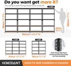 HOMEDANT 35.9" W 5 Tier Heavy Duty Garage Shelving Adjustable Metal Rack Storage Shelves Standing Shelf Unit Organizers Pantry Closet Black 2Pack