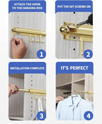 BaiNong 12 inch Valet Rod for Closet Pull Out Closet Valet Rod Slide Out Gold Valet Rods for Closets Telescopic Closet Rod