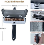 Wokaku Roller Pet Hair Remover Lint Brush with Self-Cleaning Fur Bin and Ergonomic Handle for Furniture Couch Carpet Car Seat Bedding Clothes Multi-Surface Dog Cat Hair Removal Tool