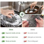 4PCS Steel Wool Scrubber Pads, Stainless Steel Scrubber Set with 3Pcs Steel Wool Pads, Steel Scrubber for Dishes, Ideal for Cleaning Cast Iron, Pots, Pans, Grills, Stoves, Sink, Kitchen Household
