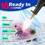 Steam Cleaner for Home,2500W Pressurized Steam Cleaner with 3 Brush Heads Portable Steamer for Cleaning Multi Surface Steam Cleaners with 2L Tank for Floor Car Carpet Upholstery