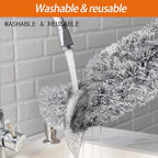Dusters for Cleaning High Ceiling Fan, Newliton Microfiber Feather Duster with 30'' to 100'' Telescoping Extension Pole, Long Extendable Duster for Home Car Furniture Cobweb Gray