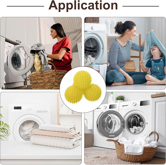 uxcell 4pcs Reusable Laundry Dryer Balls Vinyl Drying Balls for Reduce Wrinkles Static Fabric Softener Reduce Drying Time Save on Energy, Yellow