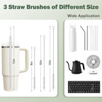 XYFuuee 5 Pack Bottle Brush Set, 5 in 1 Water Bottle Cleaning Brush, Long Handle Narrow Wine Cup Cleaner, 3 Straw Brushes for Stanley, Travel Nipple Lid Gap Detail Washer Brush
