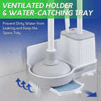 BOOMJOY Toilet Brush and Plunger Set with Crevice Cleaning Brush, White Plunger and Brush Combo with Hidden Holder, Bathroom Plunger and Toilet Bowl Brush Set Heavy Duty