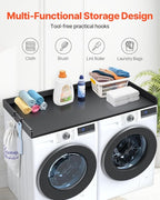 VEVOR Washer Dryer Countertop, 54" x 27" Wooden Washer and Dryer Countertop, Water-Resistant Laundry Machine Topper Cover with Anti-Slip Pads, for Laundry Room Organization and Storage, Black