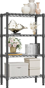 M MZG 1000 lbs 4 Tier Shelf Metal Storage Shelves Wire Rack Closet Organizers for Garage Kitchen Bathroom Laundry Black 11.8" D x 25.6" W x 45.5" H