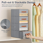 DIMJ Closet Organizers and Storage - Fabric Bins with Drawers for Closet Foldable Clothes Organizers with Clear Window, Stackable Storage Drawers Units for Bedroom, Living Room, Medium 6-Pack, Grey