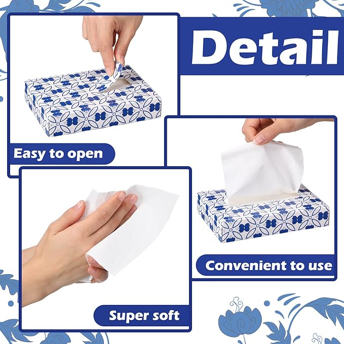 Yinder 24 Packs 960 Sheets Tissue Cube Car Facial Boxes Disposable Facial Travel Tissues Holder for Car 2 Ply 40 Sheets for Household Kitchen School Bathroom (Retro)