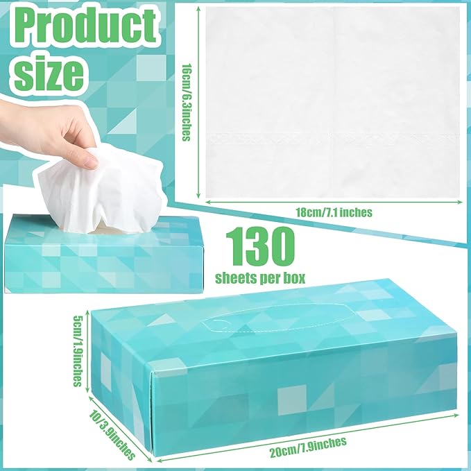 Yinder 12 Packs Facial Tissue Box 1560 Sheets Soft Facial Tissue Box for Fall Halloween Christmas 2 Ply 130 Sheets Disposable Travel Tissues Bulk for Car Household Kitchen(Single)