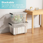 Nazhura 97Quart Plastic Storage Bin, Stackable and Nestable Storage Boxes with Clear Lids and Secure Latching Buckles, Large Storage Container (Clear, 97Quart-6Pack)
