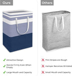 HomeHacks 2-Pack Large Laundry Basket, Waterproof, Freestanding Laundry Hamper, Collapsible Tall Clothes Hamper with Extended Handles for Clothes Toys in the Dorm and Family (Blue, 75L)