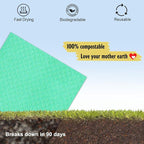 Swedish Dishcloths - 10 Pack Reusable Kitchen Dishcloths - Ultra Absorbent Dish Towels for Washing Dishes - Cellulose Sponge Cloth Cleaning Cloths - Green