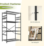 DurayLoly Storage Shelves 4 Tier Shelf Organizer,Metaling Shelving with Hooks,Heavy Duty Garage Shelves Unit with Leveling Feet,Wire Shelving for Pantry,Kitchen and Closet,23.6" W x 13.8" D x 60.4" H