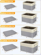 BALEINE 3 Pack Fabric Storage Bins for Shelves, Linen Storage Baskets for Organizing, Decorative Closet Bins for Clothes, Home (Grey, 15"x11"x9.5")