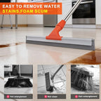 BITOPE Floor Squeegee for Cleaning, 17.3" Heavy-Duty Squeegee for Floor, Silicone Scrubber Broom with 5 Ft Stainsless Steel Long Handle for Bathroom, Glass Windows, Tile, Garage, Deck