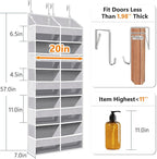 UVIAHOMI Heavy Duty Over The Door Organizer 5 Tiers, Extra Large Behind Door Storage of 10 Front & 10 Mesh Pockets, 80lb Weight Capacity, Hanging Doors Storage for Closet Bedroom Nursery, Light Gray