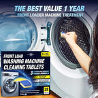 Washing Machine Cleaner Descaler 28 Pack - Designed for Front Loader Washer - Deep Cleaning Tablets For HE, Septic Safe Eco-Friendly Deodorizer, Clean Inside Drum & Laundry Tub Seal - 14 Month Supply