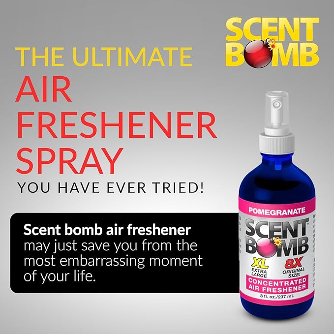Scent Bomb Air Freshener Spray, Long-Lasting Odor Eliminator for Home & Car, Effective Deodorizer for Kitchen, Bathroom, Fresh Room Spray & Smell Neutralizer, Pomegranate Scent