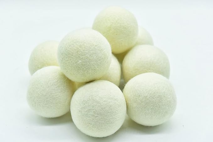Pack of 10 Wool Laundry Dryer Ball by GK&CO-Reusable Extra Large Premium Natural Fabric Softener, Reduces Clothing Wrinkles, Eco-Friendly~Made of 100% Pure New Zealand Wool~Made in Nepal (10)