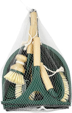 Pine-Sol Scrub Brush Cleaning Tool Set - Heavy Duty Brushes with Bamboo Handles, Dustpan, Shower Squeegee - Dishwashing, Kitchen, and Bathroom Cleaning Supplies, 6 Pieces