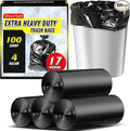 100 Count 17 Micron Extra Heavy Duty 4 Gallon Trash Bags, Sturdy & Tear-Resistant Small Trash Bags for Bathroom & Kitchen