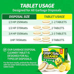 15g Extra Large Garbage Disposal Cleaner & Deodorizer Tablets - 24-Pack Foaming Tablets, Long-Lasting Lemon Scent - Deep Clean Kitchen Sink Disposer,Dissolve Grease & Odors - 1 Year Supply