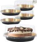 FEOOWV 5Pack 10inch Round Clear +Gold Cake Carriers for Transport Plastic Cake Containers Carriers with Dome Lids and Cake Boards Clear Bundt Cake Boxes