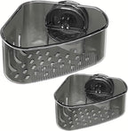 2PCS Sink Organizer Rack for Kitchen for Sponges, Scrubbers, Sink Corner Drain Box,with Adhesive Suction Cup Mount(Black)