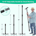 Lilyvane Hoe Garden Tool,45 Inch Long Garden Hoe and Cultivator, Garden Hand Tiller with Long Handle,Heavy Duty Garden Tools Hoe Cultivator for Gardening,Weeding, Tilling,Lossening Soil,Planting