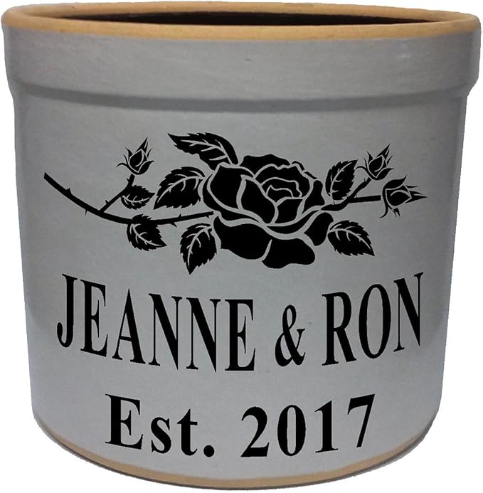1 Gallon Personalized Stoneware Crock - Rose